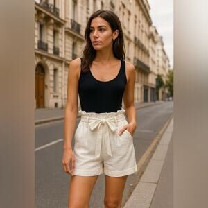 Aldo Martins Oteo White Paperbag Waist Shorts XS NWT $165